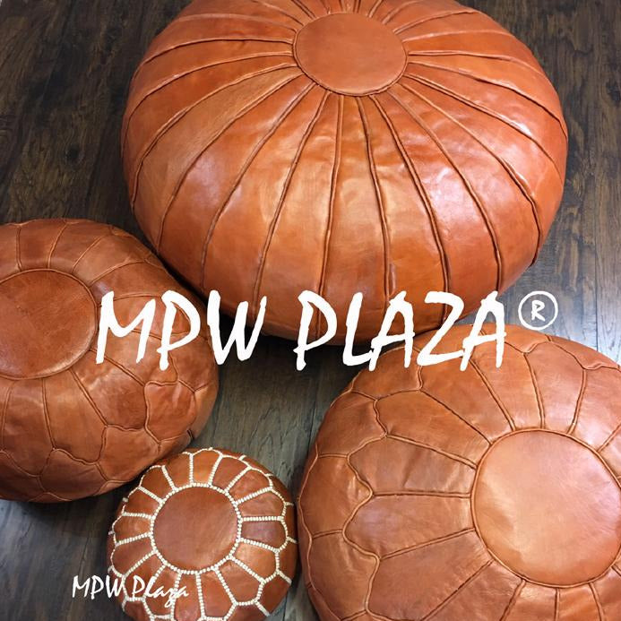MPW Plaza® Deco Panels Moroccan Pouf, Brown tone, 19" x 29" Topshelf Moroccan Leather, ottoman (Cover) freeshipping - MPW Plaza®