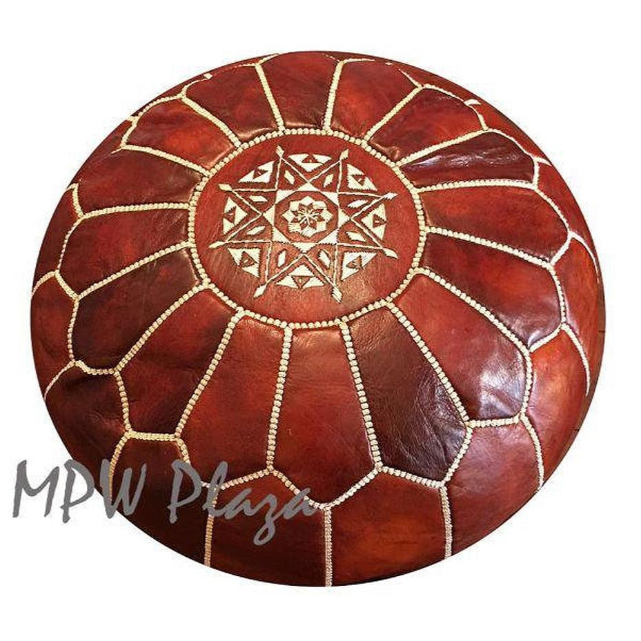 MPW Plaza® Moroccan Pouf, Brown Rustic tone, 14" x 20" Topshelf Moroccan Leather,  ottoman (Cover) freeshipping - MPW Plaza®