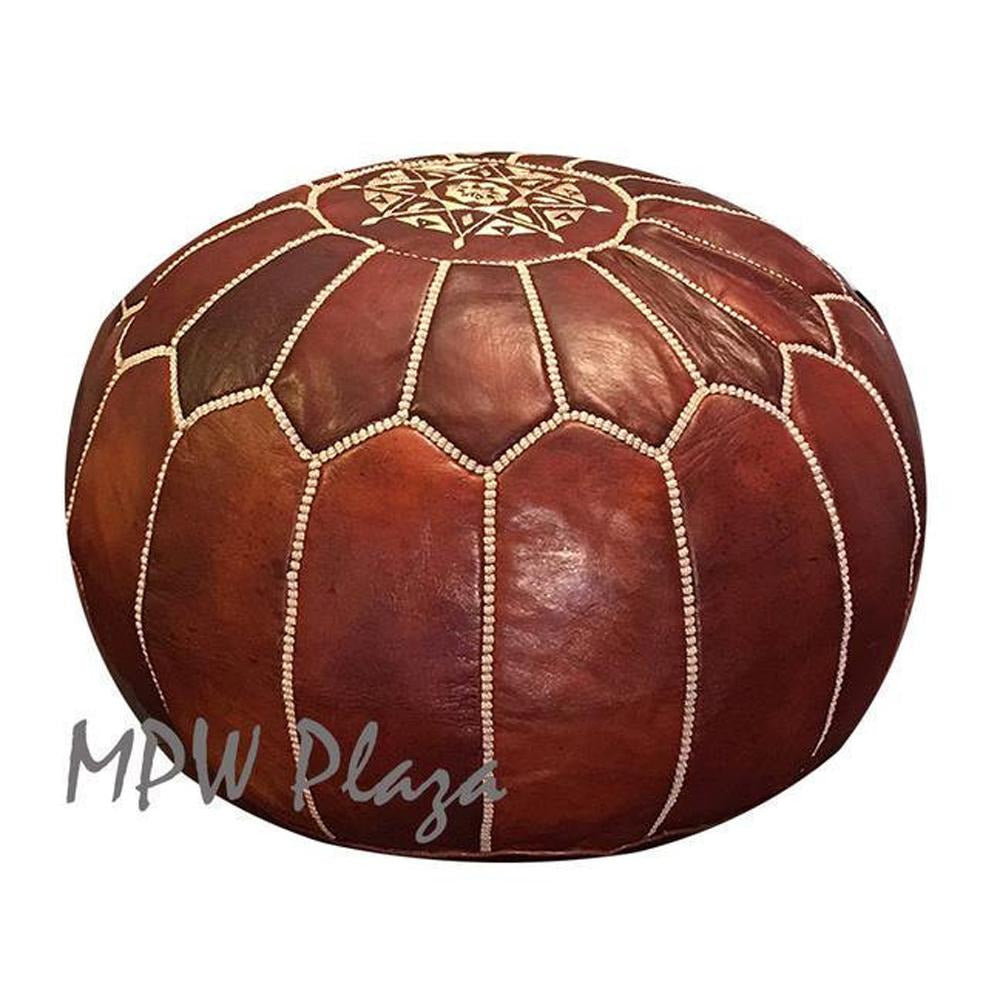 MPW Plaza® Moroccan Pouf, Brown Rustic tone, 14" x 20" Topshelf Moroccan Leather, ottoman (Cover) freeshipping - MPW Plaza®