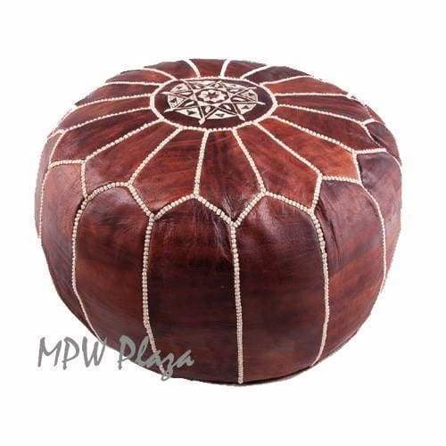 Brown Mahogany, Moroccan Pouf Ottoman, 14x20 - MPW Plaza