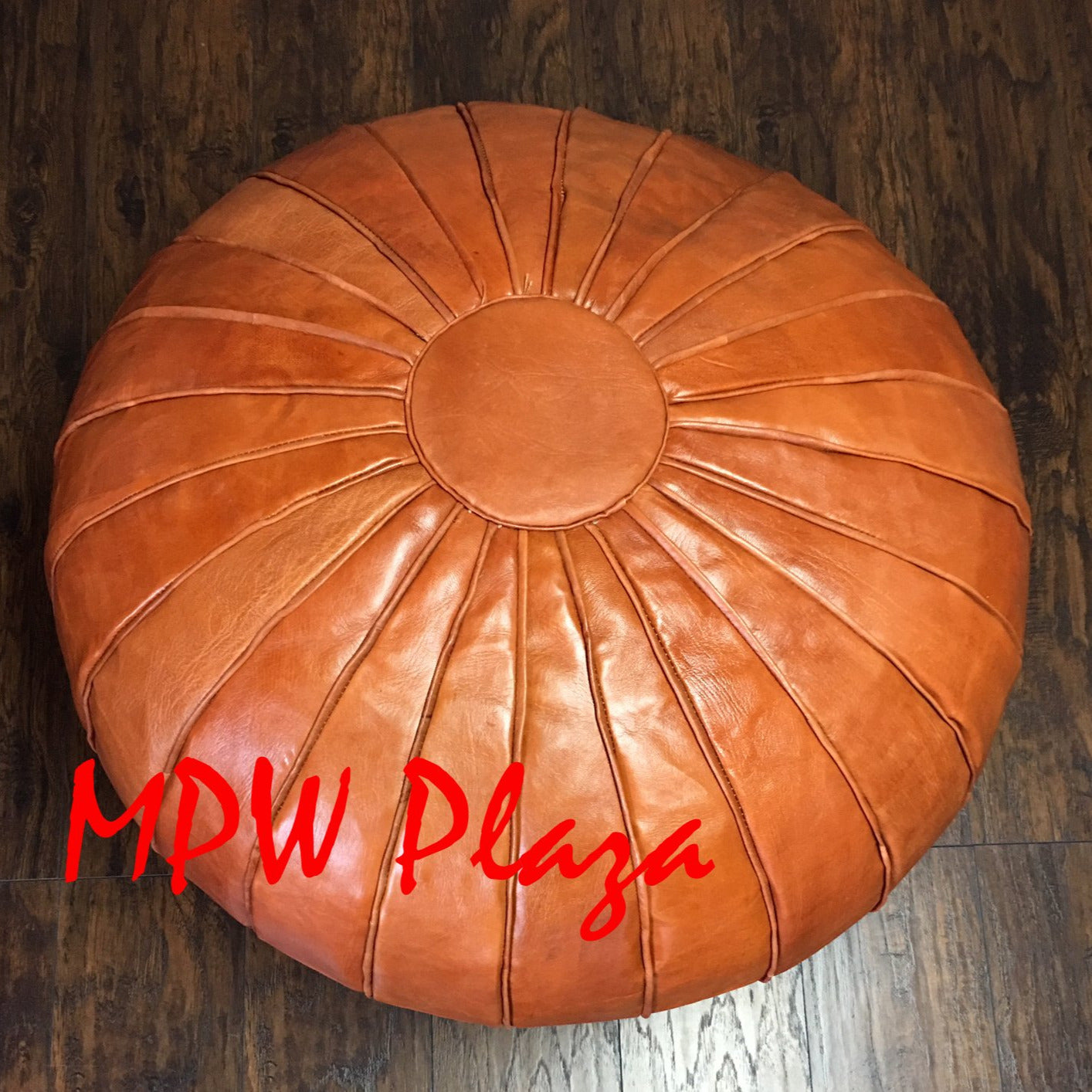 MPW Plaza® Deco Moroccan Pouf, Brown tone, 20" x 35" Topshelf Moroccan Leather, couture ottoman (Stuffed) freeshipping - MPW Plaza®