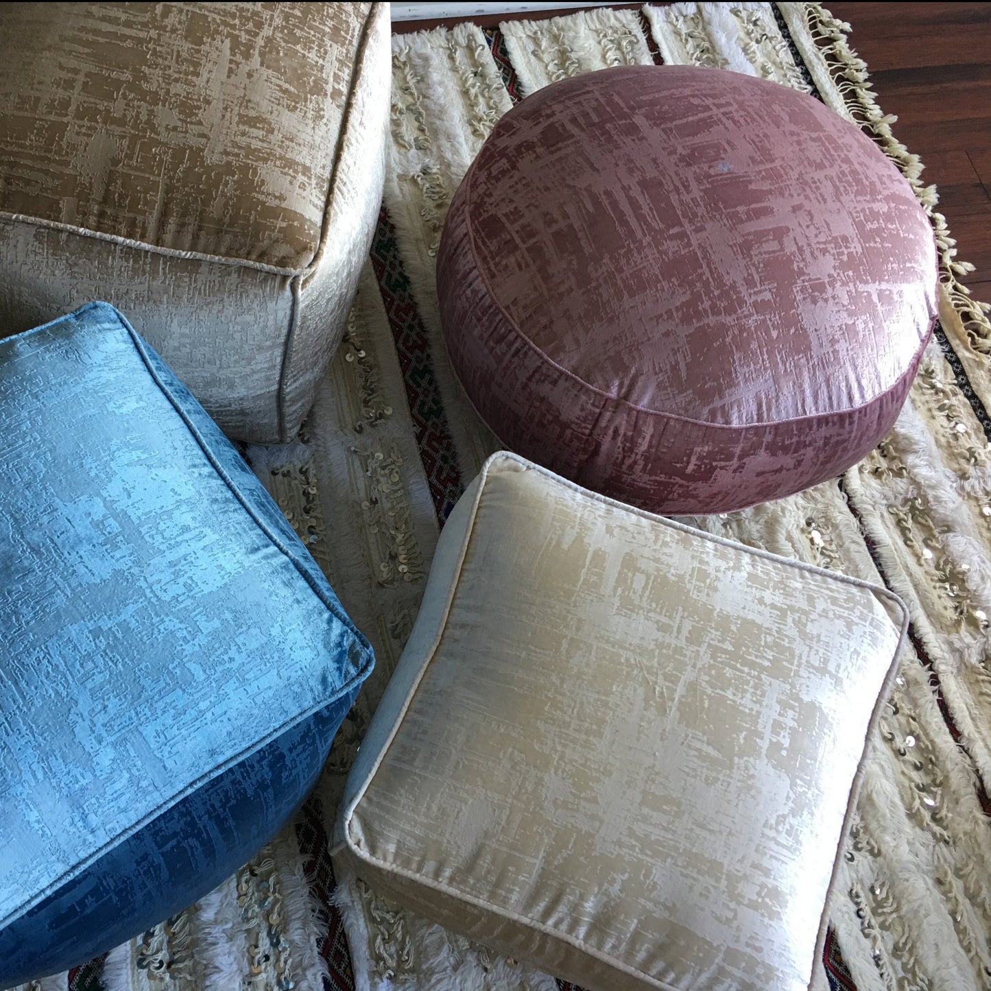 MPW Plaza® Velvet Moroccan Pouf Cherry Blossom tone 9" x 26" Topshelf Moroccan Velvet ottoman (Cover) freeshipping - MPW Plaza®