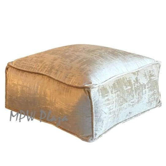 Velvet Moroccan Pouf Ottoman Low - Vanilla - MPW Plaza