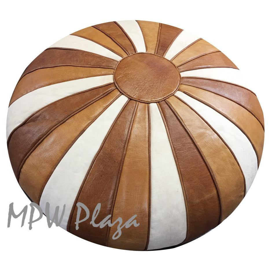 MPW Plaza® Deco Moroccan Pouf, Natural tone, 20" x 35" Topshelf Moroccan Leather, ottoman (Cover) freeshipping - MPW Plaza®