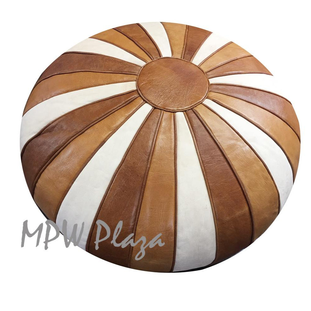 MPW Plaza® Deco Moroccan Pouf, TriTone, 19" x 29" Topshelf Moroccan Leather, ottoman (Cover) freeshipping - MPW Plaza®