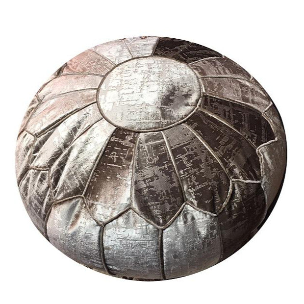 MPW Plaza® Velvet Moroccan Pouf Taupe tone 14x20 Topshelf Moroccan Velvet, couture ottoman (Stuffed) freeshipping - MPW Plaza®