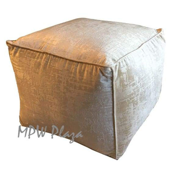 Velvet Square Pouf Ottoman Vanilla 15x18 - MPW Plaza