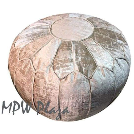 Velvet Moroccan Pouf Ottoman Vanilla 14x20 - MPW Plaza
