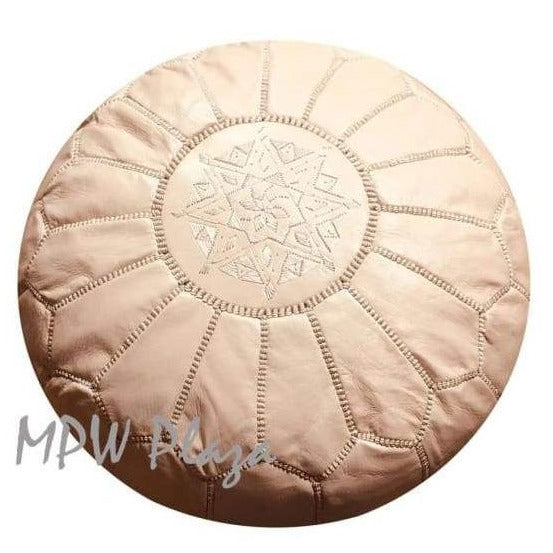 Caramel Beige, Moroccan Pouf Ottoman, 14x20 - MPW Plaza