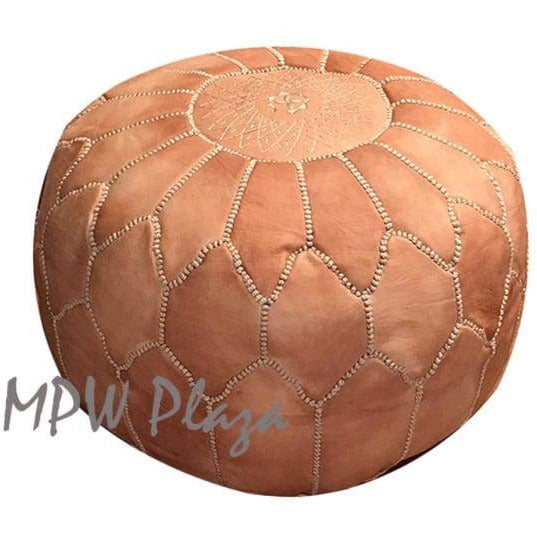 Moroccan Pouf, Arch Shell, Sand 19x29 - MPW Plaza