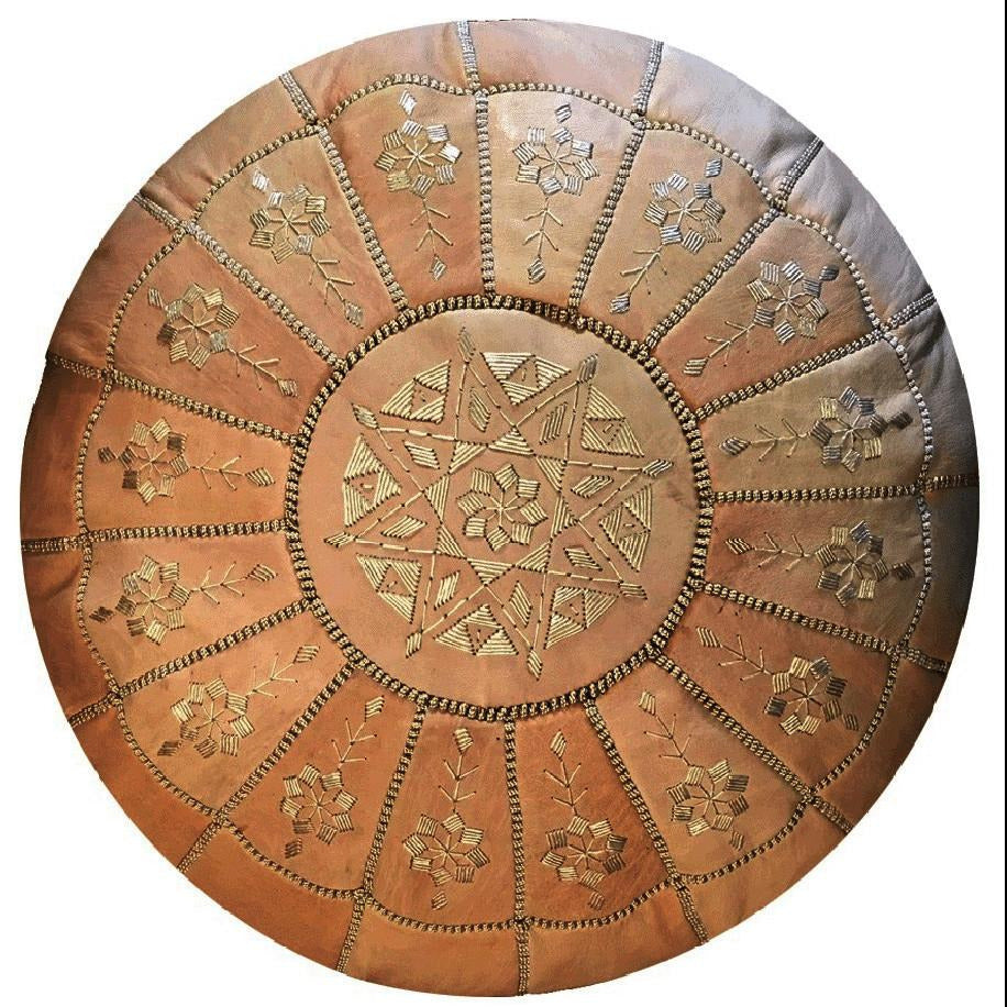 MPW Plaza® Full Arch Moroccan Pouf, Sand tone, 14" x 20" Topshelf Moroccan Leather, ottoman (Cover) freeshipping - MPW Plaza®