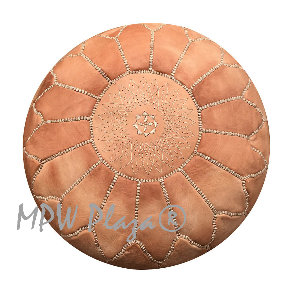 MPW Plaza® Arch Shell Moroccan Pouf, Sand tone, 19" x 29" Topshelf Moroccan Leather,  (Cover) freeshipping - MPW Plaza®