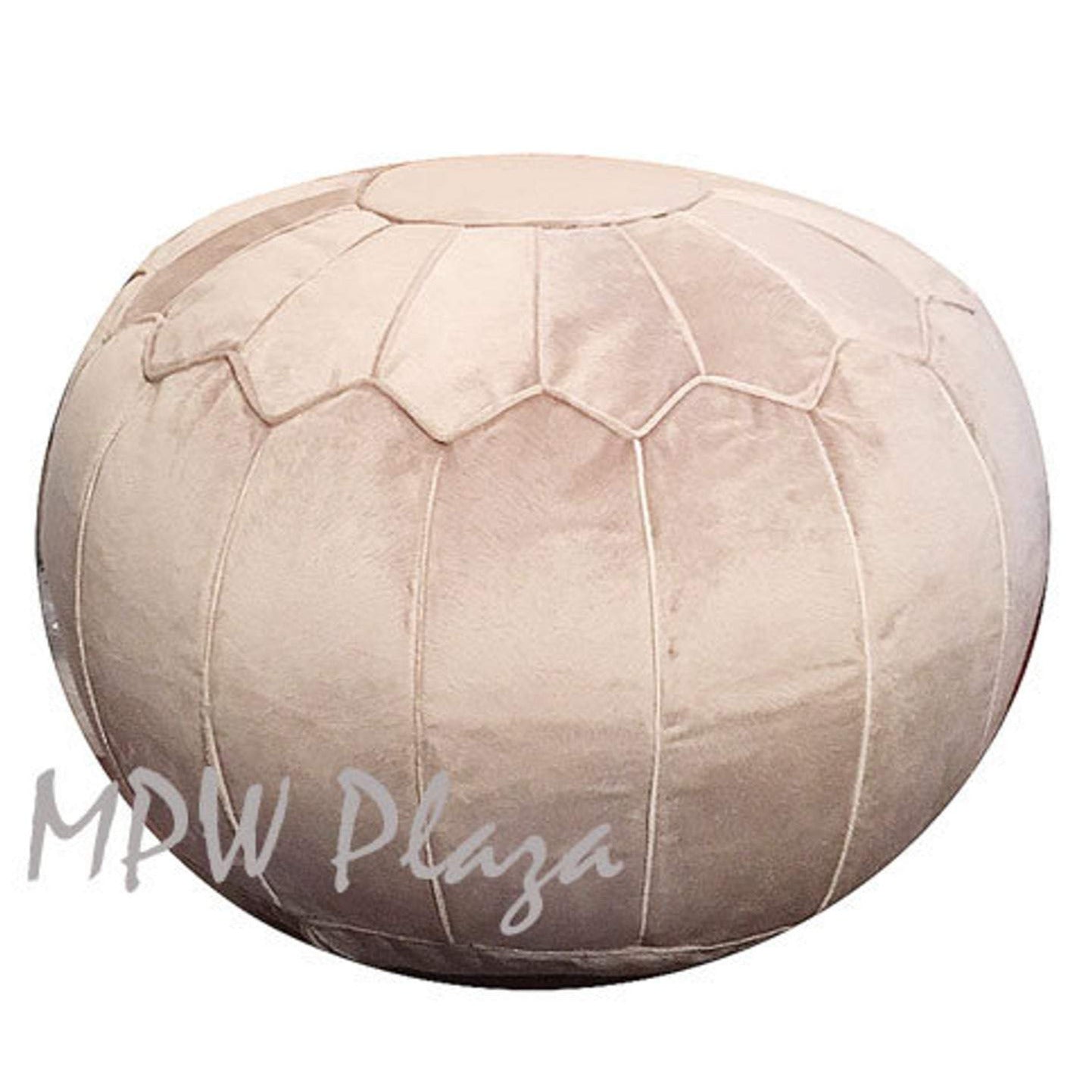 MPW Plaza® Velvet Moroccan Pouf Beige tone 14x20 Topshelf Moroccan Velvet, ottoman (Cover) freeshipping - MPW Plaza®