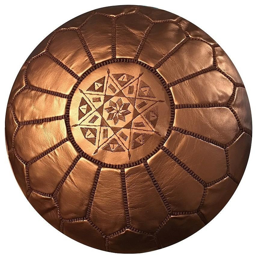 MPW Plaza® Moroccan Pouf, Bronze tone, 14" x 20" Topshelf Moroccan faux Leather, ottoman (Cover) freeshipping - MPW Plaza®