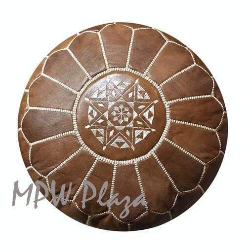 Brown, Moroccan Pouf Ottoman, 14x20 - MPW Plaza