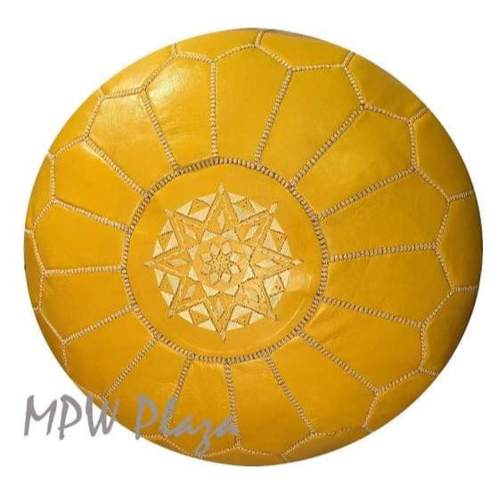 Mustard, Moroccan Pouf Ottoman, 14x20 - MPW Plaza