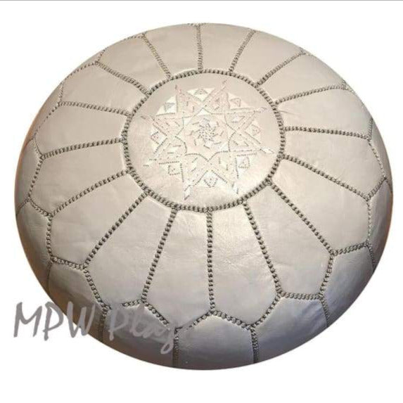 Light Grey, Moroccan Pouf Ottoman 14x20 - MPW Plaza