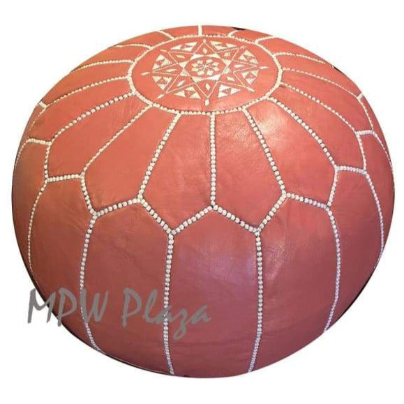 Coral, Moroccan Pouf Ottoman,14x20 - MPW Plaza