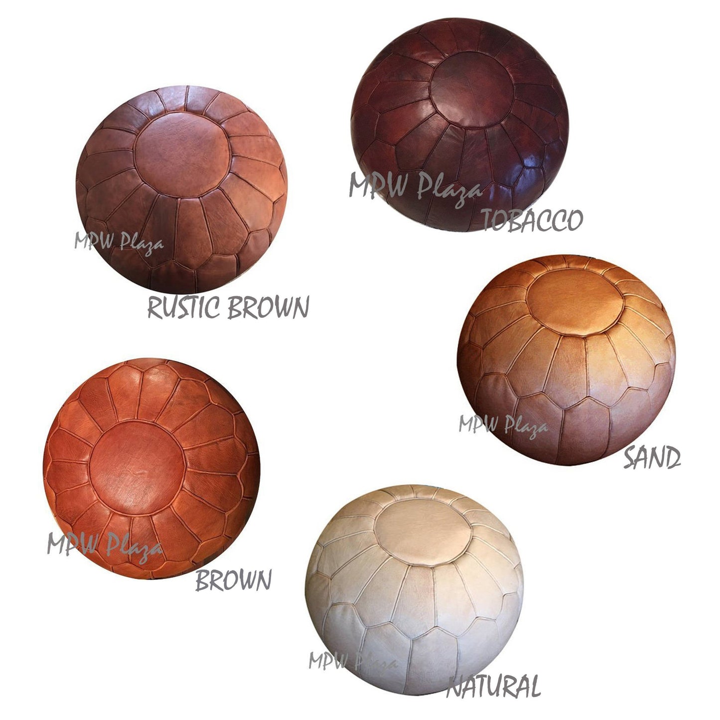 MPW Plaza® Retro Moroccan Pouf Mahogany tone 14 x 20 Topshelf Moroccan Leather, ottoman (Cover) freeshipping - MPW Plaza®