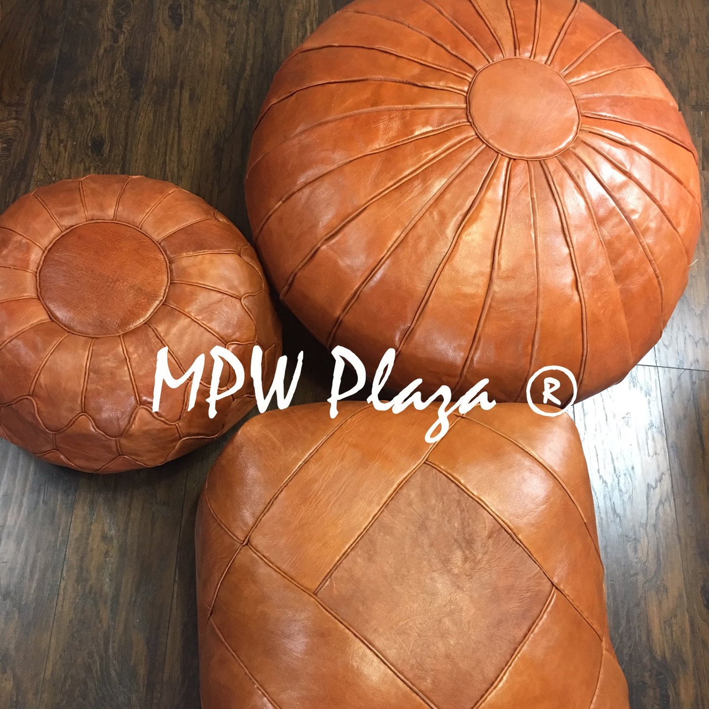 MPW Plaza® Deco Moroccan Pouf, Brown tone, 20" x 35" Topshelf Moroccan Leather,  ottoman (Stuffed) freeshipping - MPW Plaza®