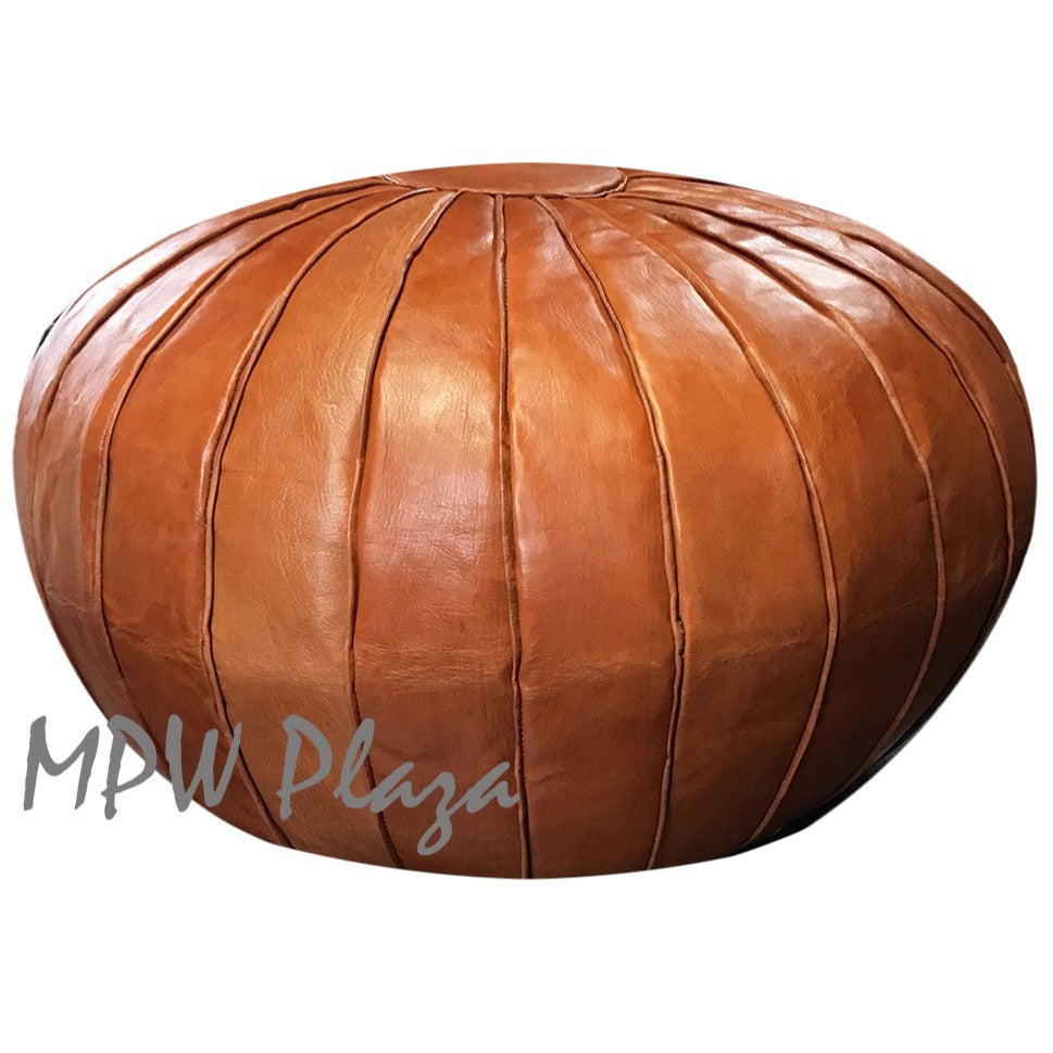 MPW Plaza® Deco Moroccan Pouf, Brown tone, 20" x 35" Topshelf Moroccan Leather, ottoman (Cover) freeshipping - MPW Plaza®