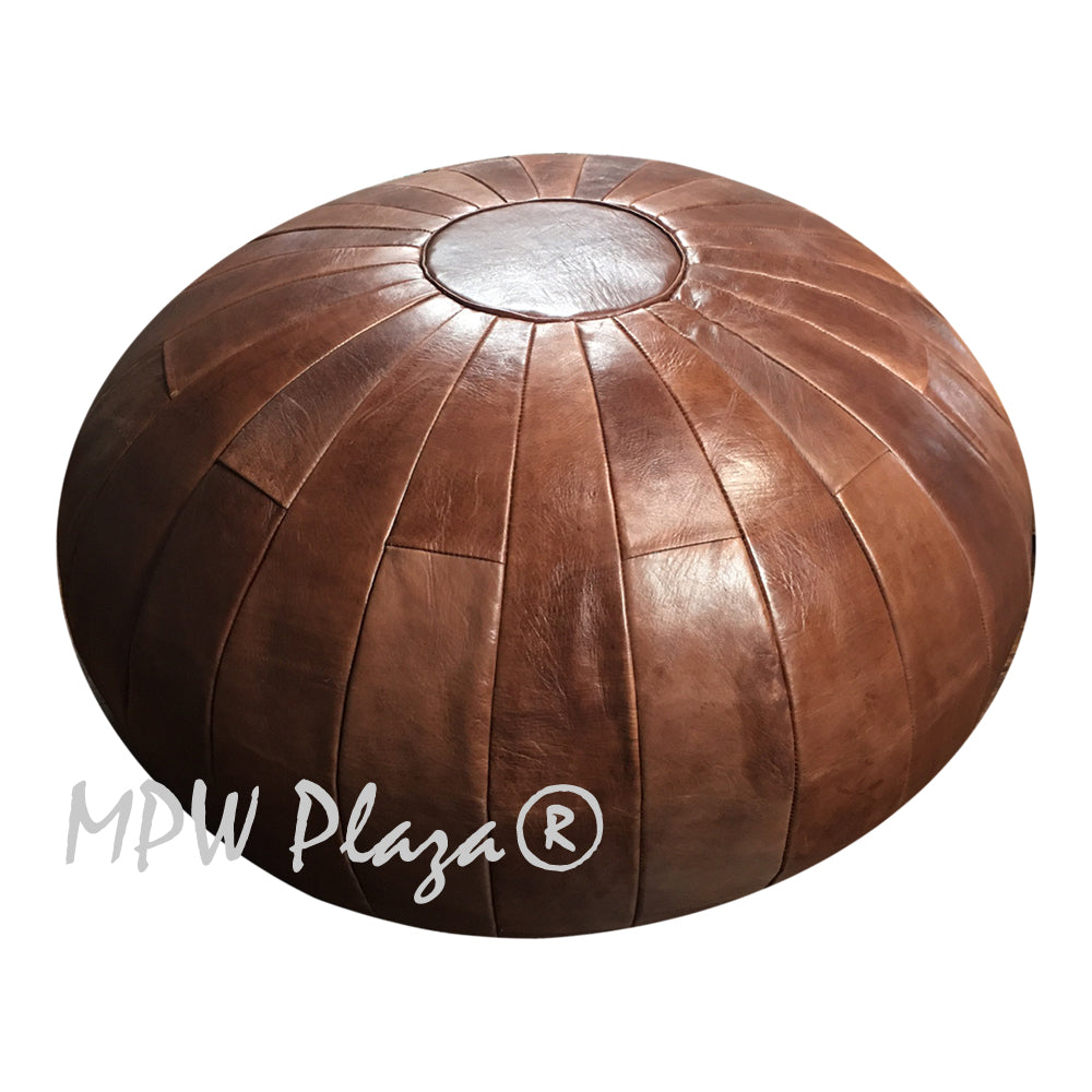 MPW Plaza® Deco Panels Moroccan Pouf, Brown tone, 20" x 35" Topshelf Moroccan Leather, couture ottoman (Stuffed) freeshipping - MPW Plaza®