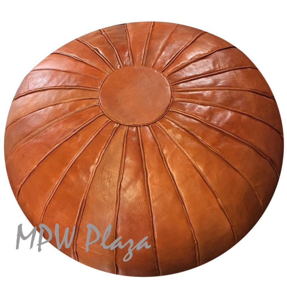 MPW Plaza® Deco Moroccan Pouf, Brown tone, 19" x 29" Topshelf Moroccan Leather, ottoman (Stuffed) freeshipping - MPW Plaza®