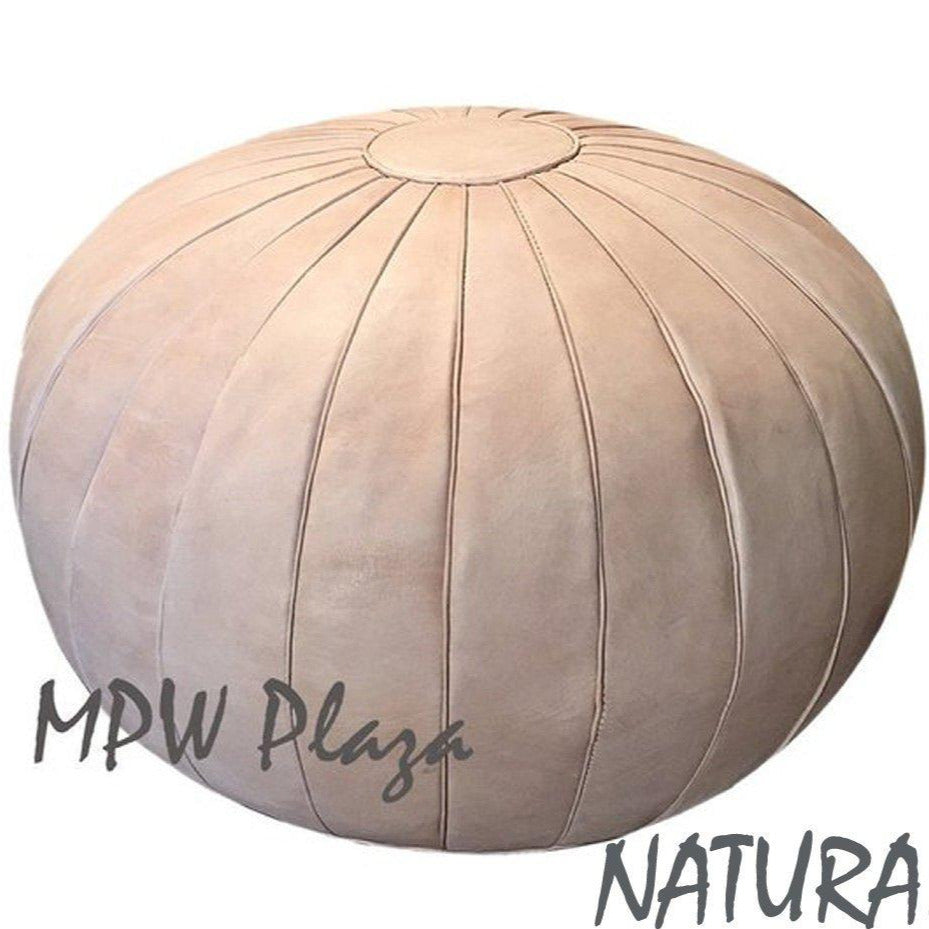 MPW Plaza® Deco Moroccan Pouf, Natural tone, 19" x 29" Topshelf Moroccan Leather, ottoman (Cover) freeshipping - MPW Plaza®