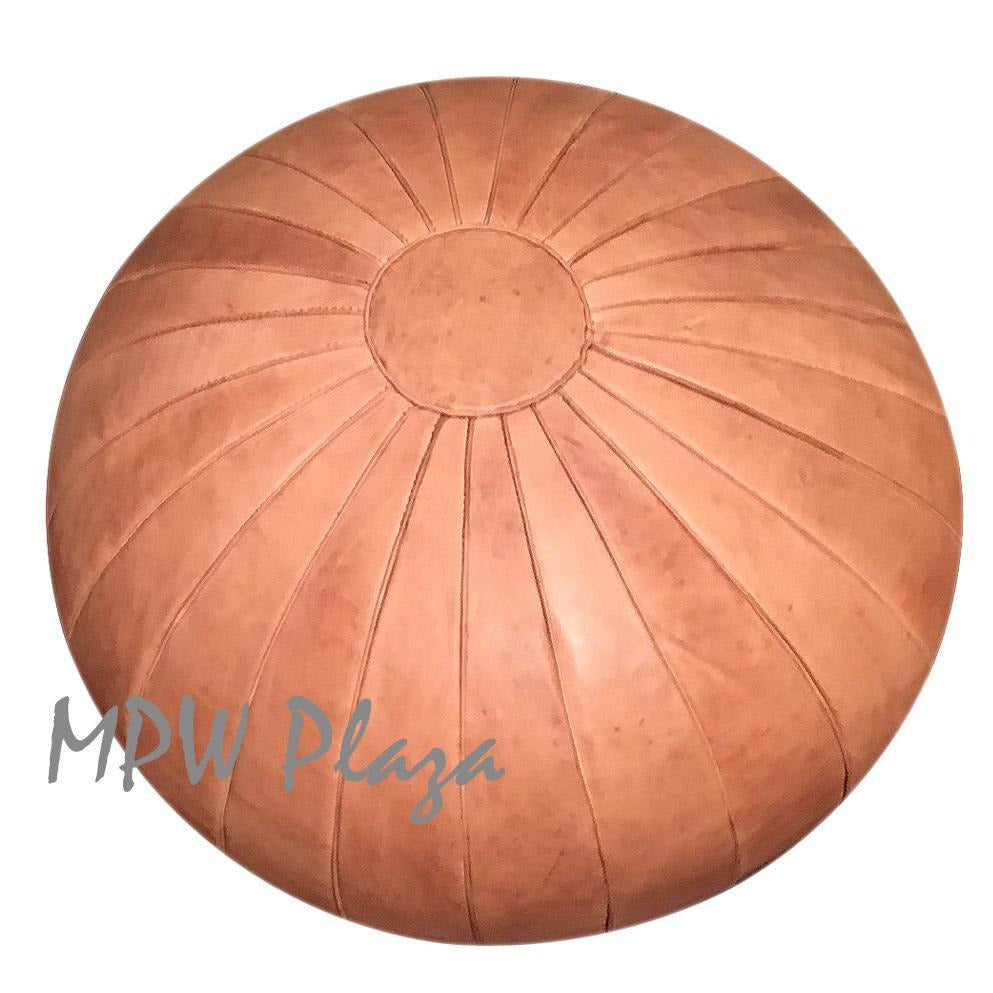 MPW Plaza® Deco Moroccan Pouf, Natural tone, 20" x 35" Topshelf Moroccan Leather, ottoman (Cover) freeshipping - MPW Plaza®