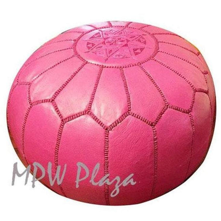 MPW Plaza® Moroccan Pouf, Fuchsia tone, 14" x 20" Topshelf Moroccan Leather, ottoman (Cover) freeshipping - MPW Plaza®