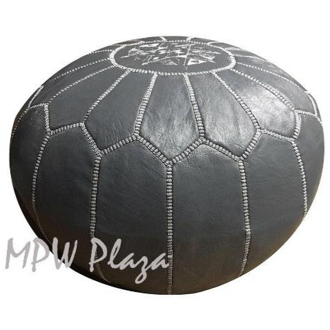 MPW Plaza® Moroccan Pouf, Dark Grey tone, 14" x 20" Topshelf Moroccan Leather, ottoman (Cover) freeshipping - MPW Plaza®