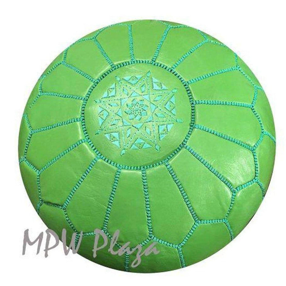 MPW Plaza® Moroccan Pouf, Lemon Green tone, 14" x 20" Topshelf Moroccan Leather, ottoman (Cover) freeshipping - MPW Plaza®