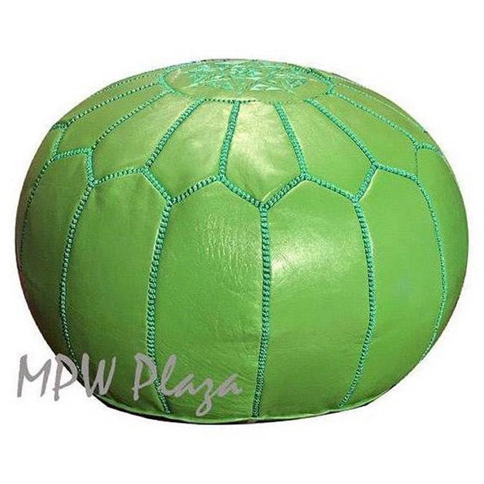 MPW Plaza® Moroccan Pouf, Lemon Green tone, 14" x 20" Topshelf Moroccan Leather, couture ottoman (Stuffed) freeshipping - MPW Plaza®