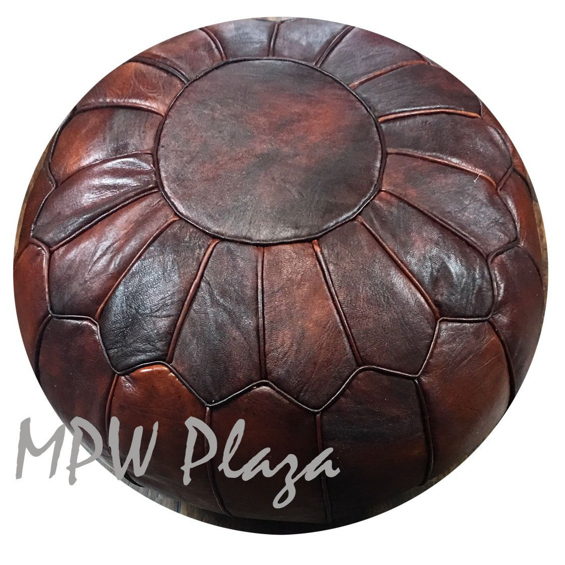 MPW Plaza® Retro Moroccan Pouf Mahogany tone 14 x 20 Topshelf Moroccan Leather, ottoman (Cover) freeshipping - MPW Plaza®
