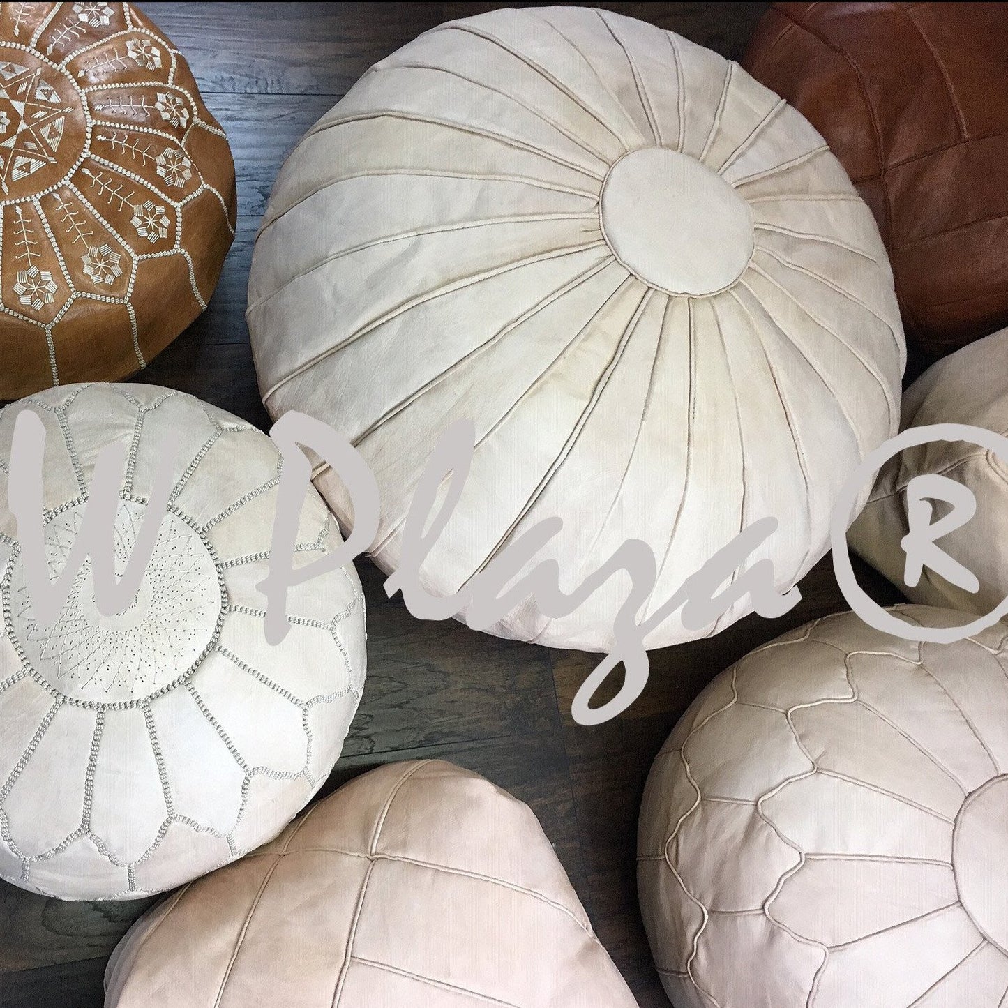 MPW Plaza® Deco Moroccan Pouf, Natural tone, 19" x 29" Topshelf Moroccan Leather, ottoman (Cover) freeshipping - MPW Plaza®