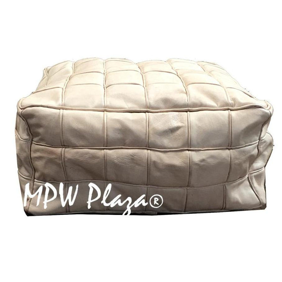 MPW Plaza® Pouf Square Mosaic, Natural tone, 9" x 18" Topshelf Moroccan Leather, ottoman (Cover) freeshipping - MPW Plaza®