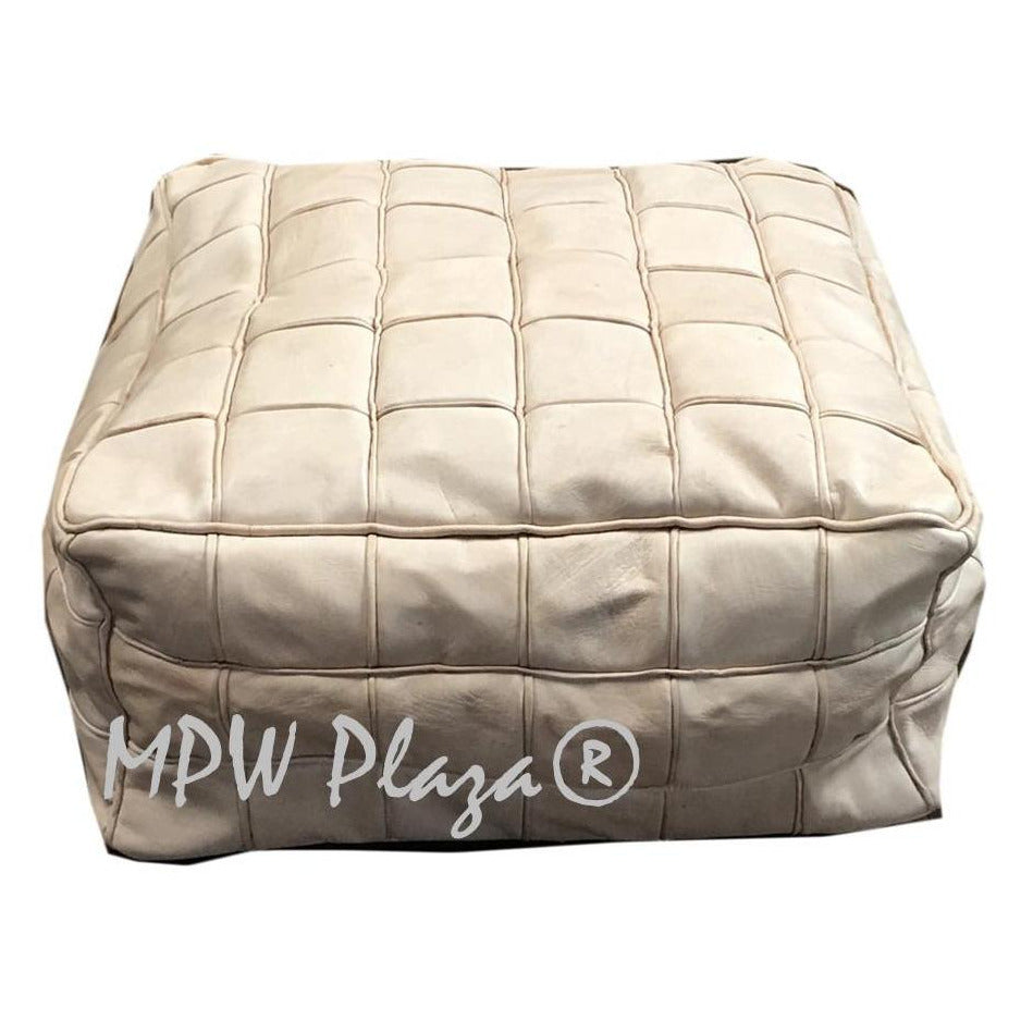 MPW Plaza® Pouf Square Mosaic, Natural tone, 9" x 18" Topshelf Moroccan Leather, ottoman (Cover) freeshipping - MPW Plaza®