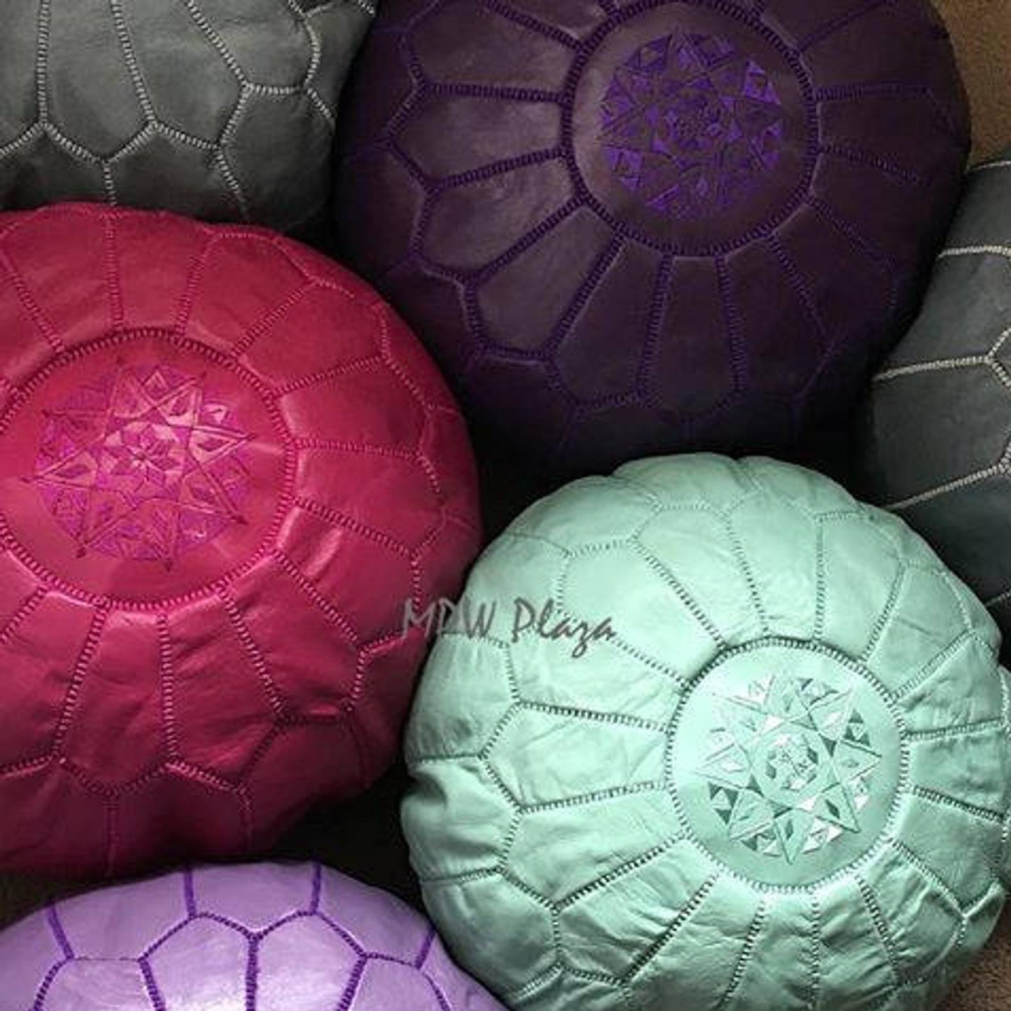 MPW Plaza® Moroccan Pouf, Mint Green tone, 14" x 20" Topshelf Moroccan Leather, ottoman (Cover) freeshipping - MPW Plaza®