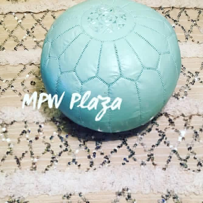 MPW Plaza® Moroccan Pouf, Mint Green tone, 14" x 20" Topshelf Moroccan Leather, couture ottoman (Stuffed) freeshipping - MPW Plaza®