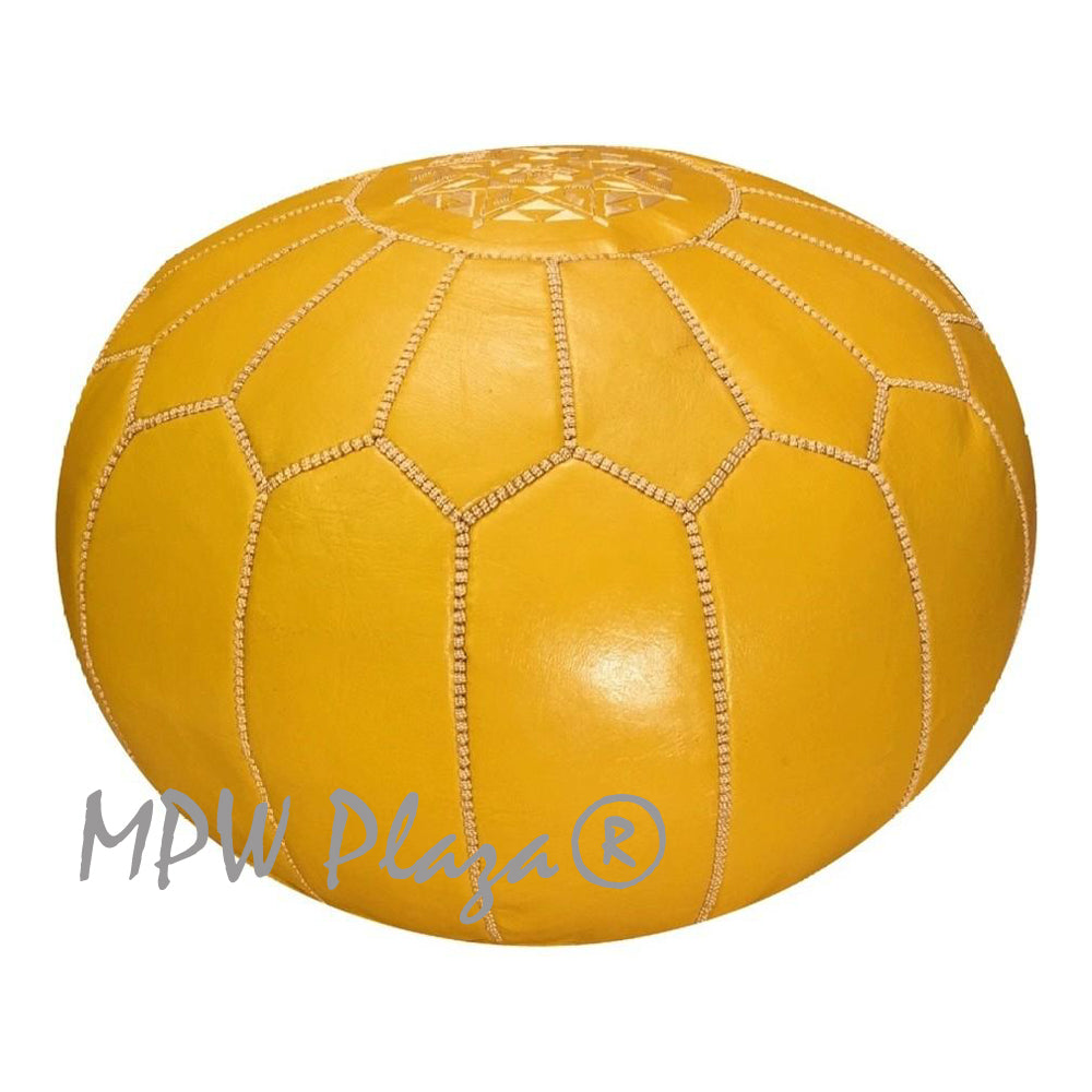 MPW Plaza® Moroccan Pouf, Mustard tone, 14"x20" Topshelf Moroccan Leather, ottoman (Cover) freeshipping - MPW Plaza®