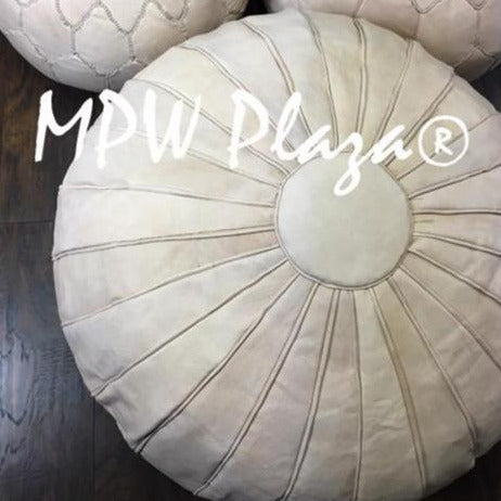 MPW Plaza® Deco Moroccan Pouf, Natural tone, 20" x 35" Topshelf Moroccan Leather, ottoman (Cover) freeshipping - MPW Plaza®