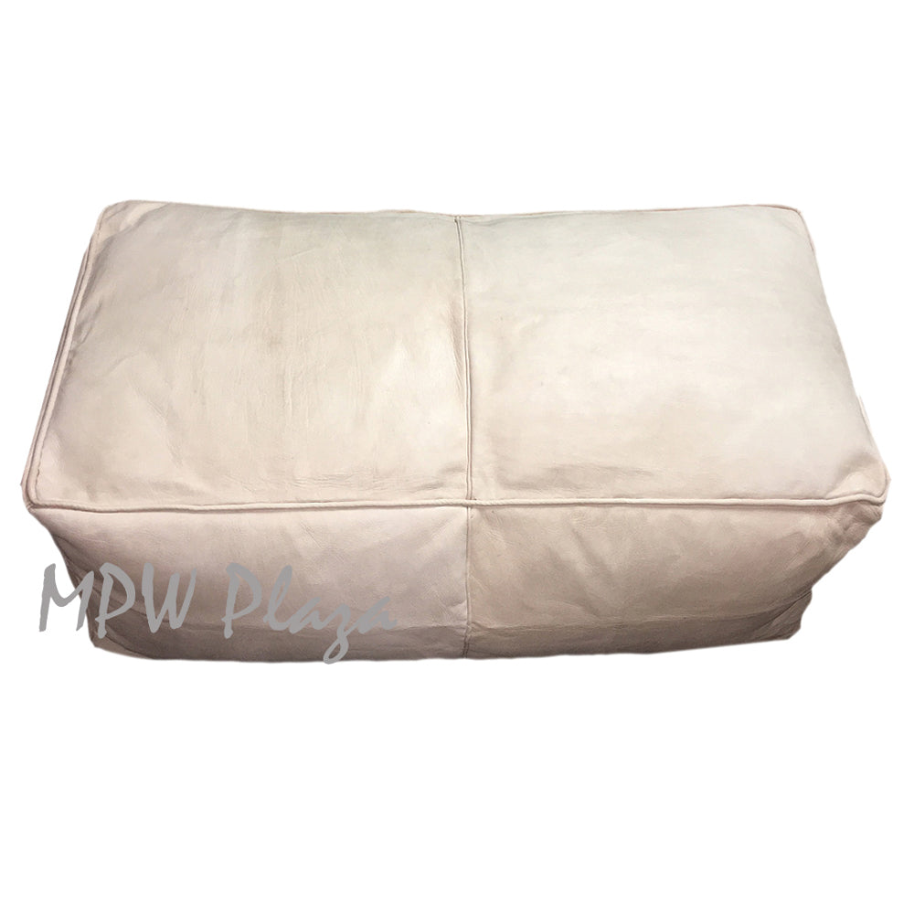 MPW Plaza® Rectangle Tabouret Pouf Square, Natural tone, 35" x 15" x 18" Topshelf Moroccan Leather, ottoman (Stuffed) freeshipping - MPW Plaza®