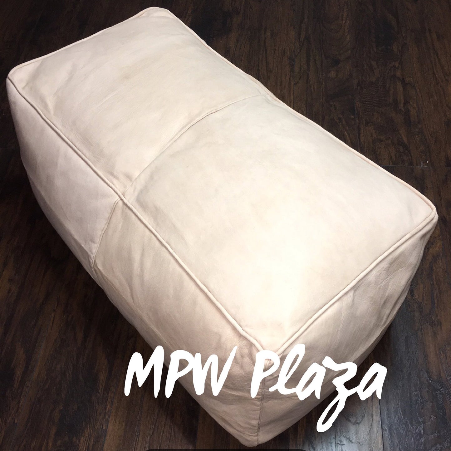 MPW Plaza® Rectangle Tabouret Pouf Square, Natural tone, 35" x 15" x 18" Topshelf Moroccan Leather, ottoman (Cover) freeshipping - MPW Plaza®