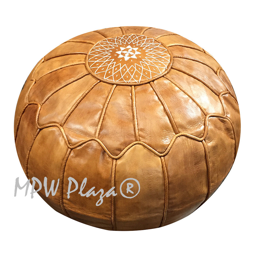 MPW Plaza® Retro Arch Moroccan Pouf Brown tone 14x20 Topshelf Moroccan Leather, ottoman Cover) freeshipping - MPW Plaza®