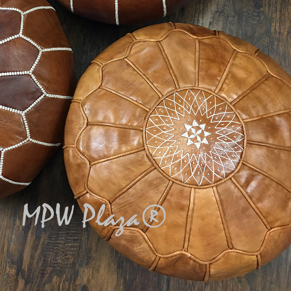 MPW Plaza® Retro Arch Moroccan Pouf Brown tone 14x20 Topshelf Moroccan Leather, ottoman Cover) freeshipping - MPW Plaza®