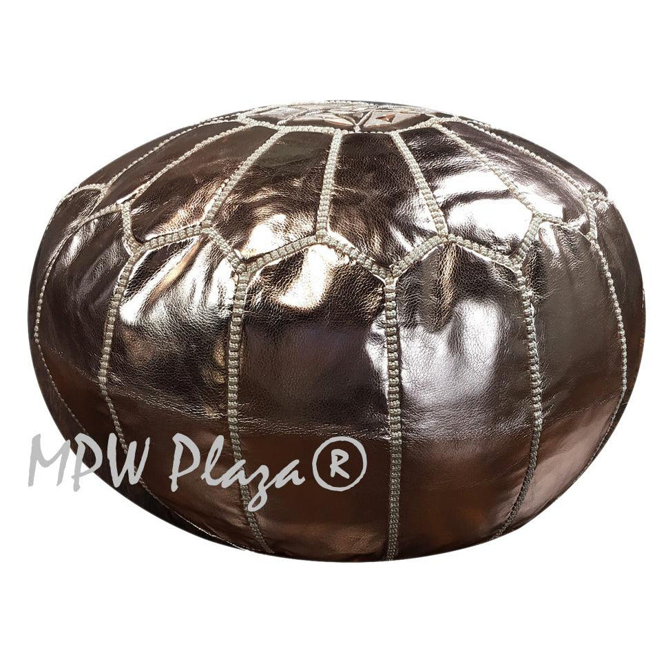 MPW Plaza® Moroccan Pouf, Rose Gold tone, 14" x 20" Topshelf Moroccan Leather, ottoman (Cover) freeshipping - MPW Plaza®