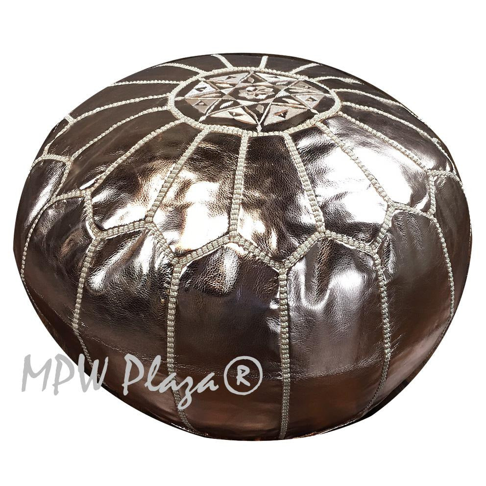 MPW Plaza® Moroccan Pouf, Rose Gold tone, 14" x 20" Topshelf Moroccan Leather, ottoman (Cover) freeshipping - MPW Plaza®