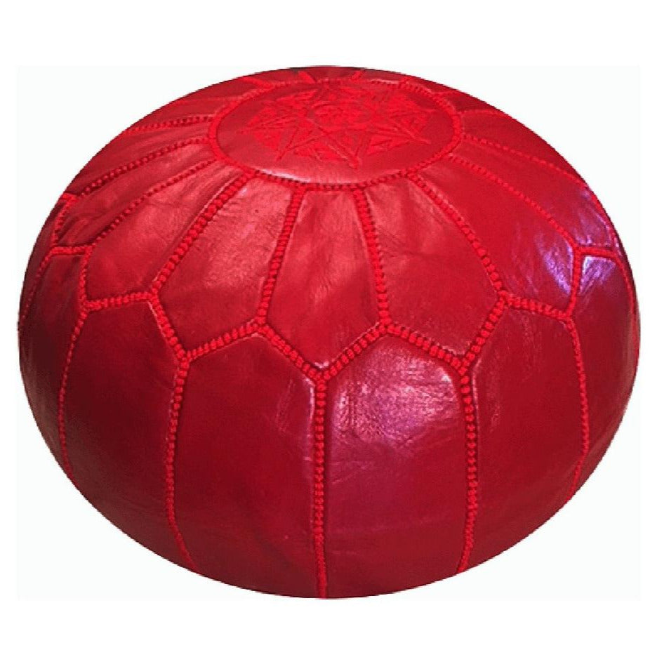 MPW Plaza® Moroccan Pouf, Ruby Red tone, 14" x 20" Topshelf Moroccan Leather, ottoman (Cover) freeshipping - MPW Plaza®