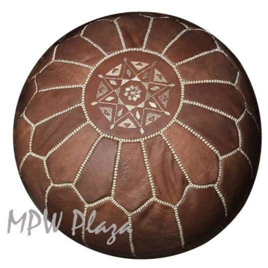 Natural Brown, Moroccan Pouf Ottoman,14x20 - MPW Plaza