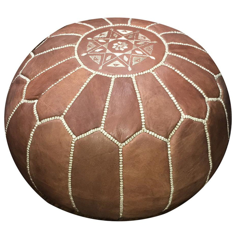 MPW Plaza® Moroccan Pouf, Natural Brown tone, 14" x 20" Topshelf Moroccan Leather, ottoman (Cover) freeshipping - MPW Plaza®